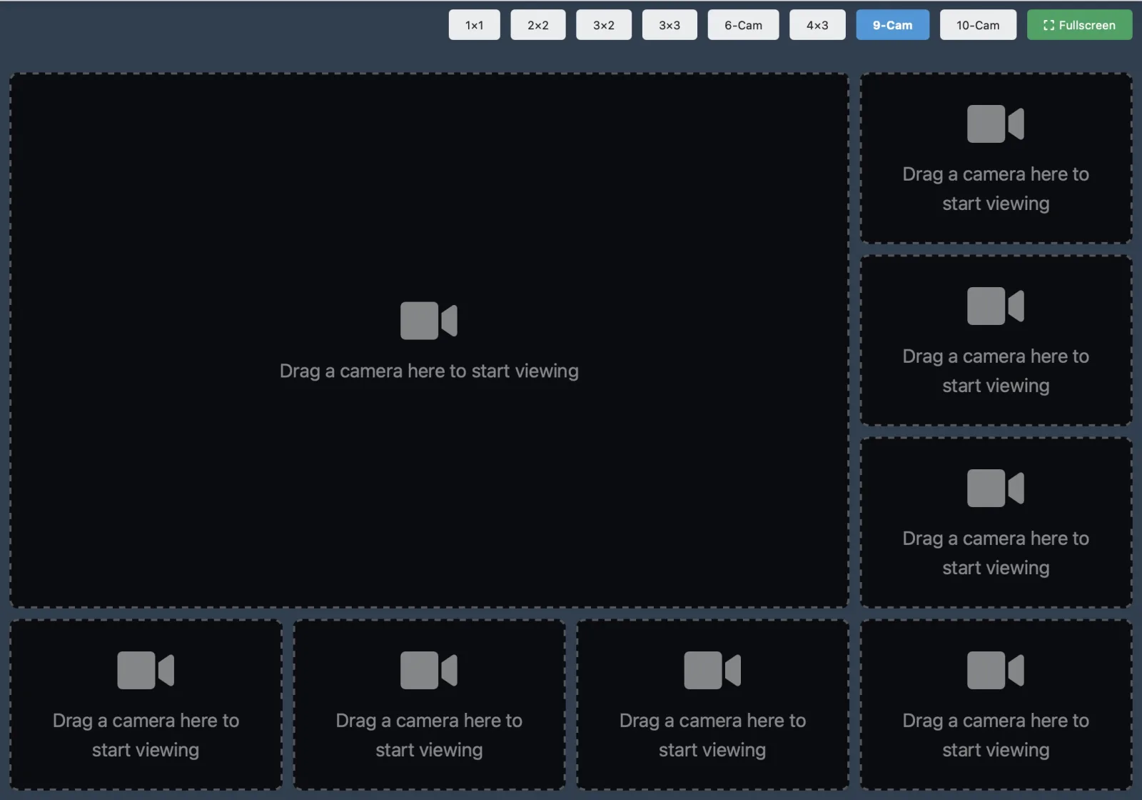 WINK Vision in a nine camera layout with one large tile and eight smaller ones
