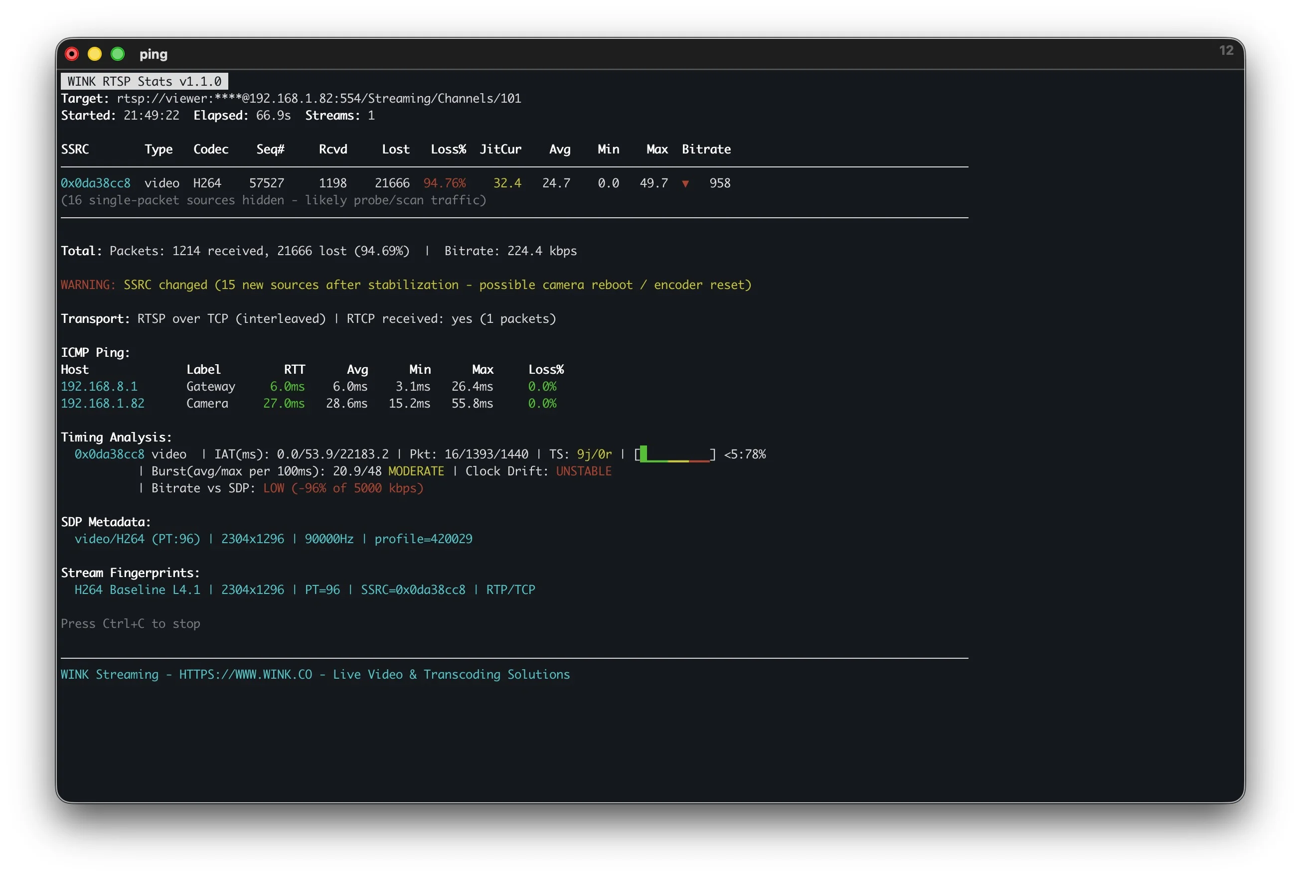 WINK RTSP Stats v1.1 output