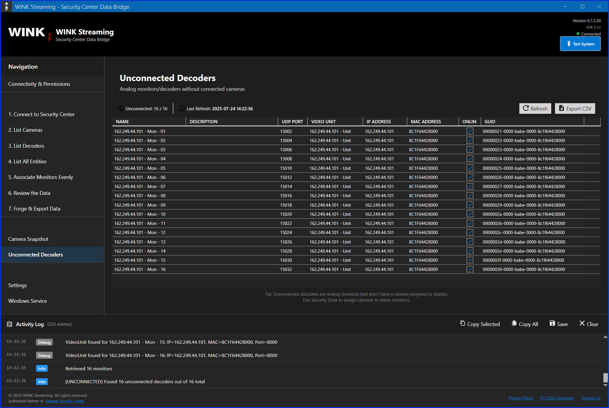Unconnected Decoders view
